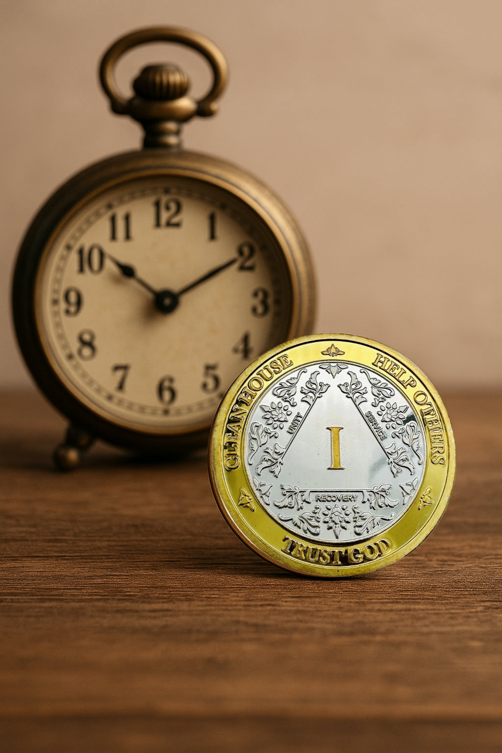 Silver & Gold AA Coin 1-60yrs Sobriety Chip