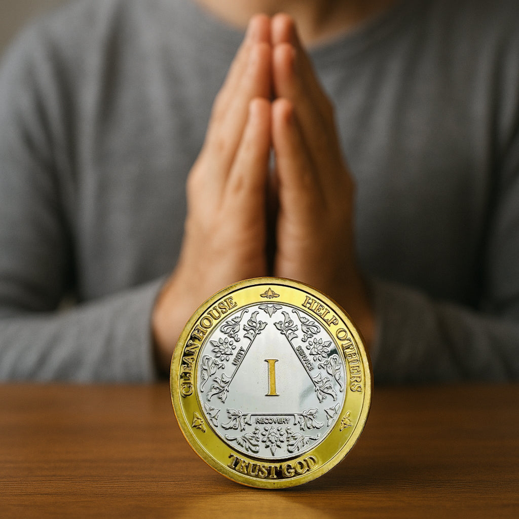 Silver & Gold AA Coin 1-60yrs Sobriety Chip