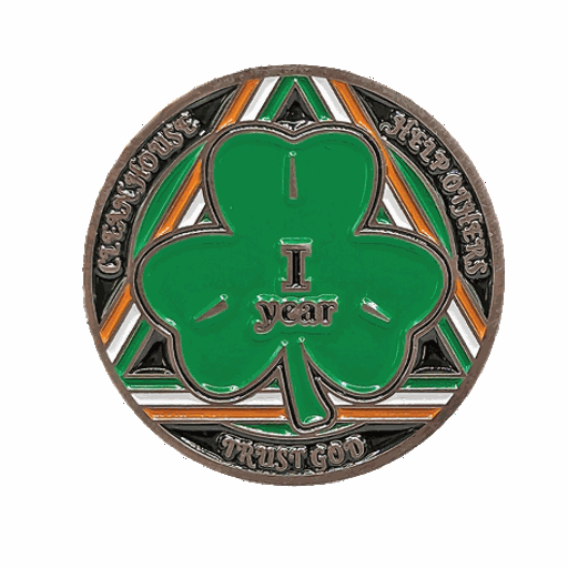 Irish Shamrock AA Coin 1-50yrs Sobriety Chip