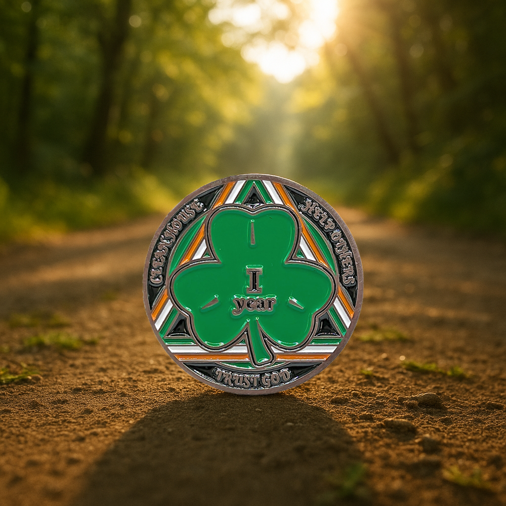 Irish Shamrock AA Coin 1-50yrs Sobriety Chip