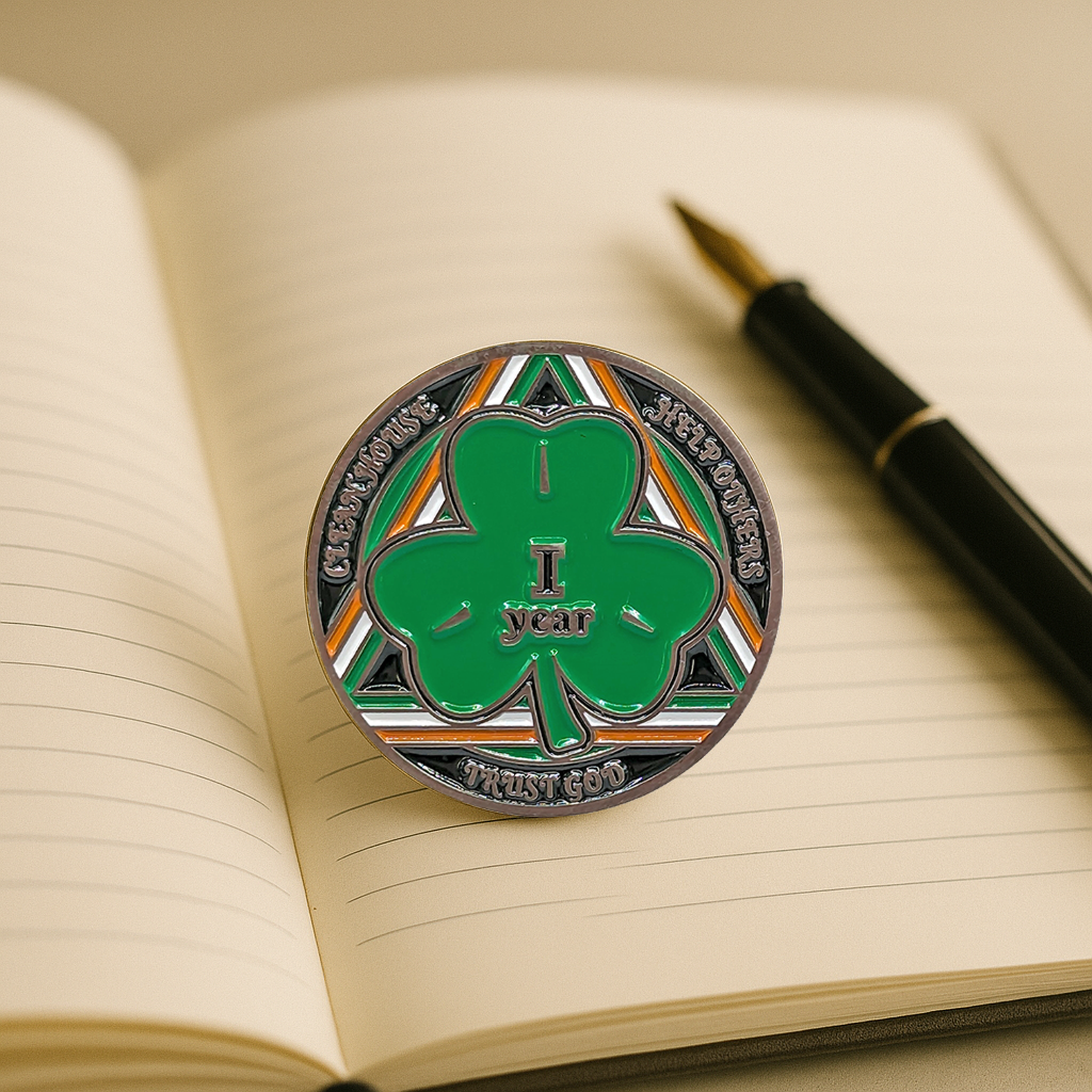 Irish Shamrock AA Coin 1-50yrs Sobriety Chip
