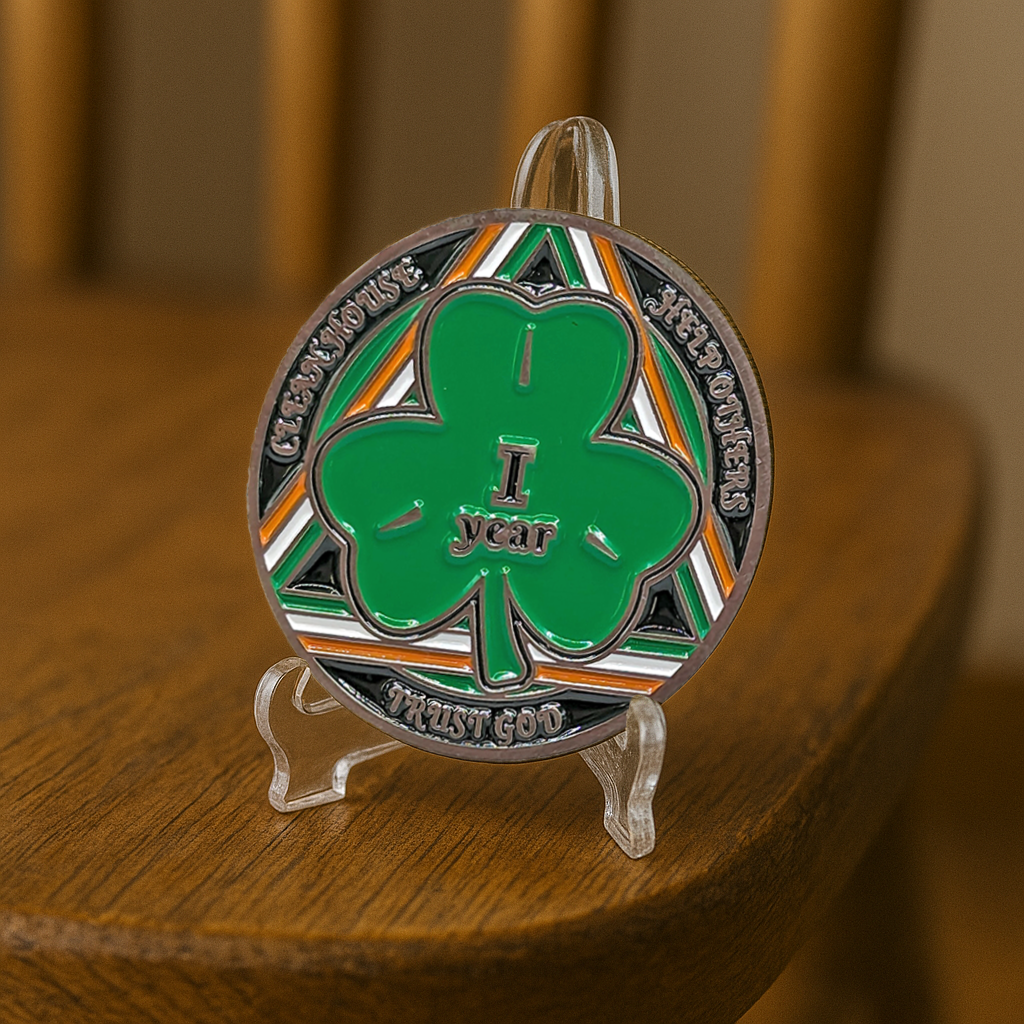 Irish Shamrock AA Coin 1-50yrs Sobriety Chip