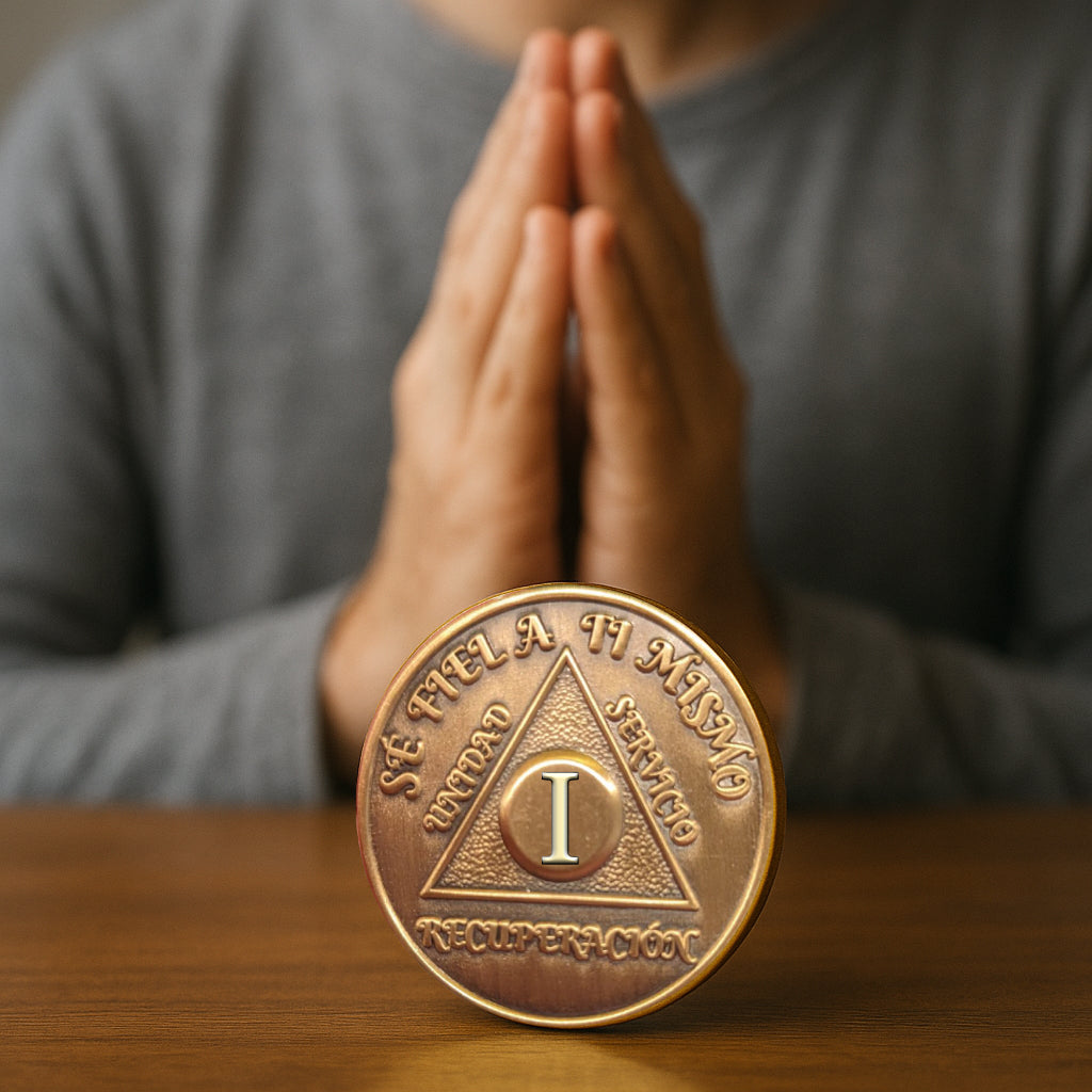 Spanish Sobriety Coin | 1-60 Years Engraved in Regular Numbers | AA Recovery Medallion