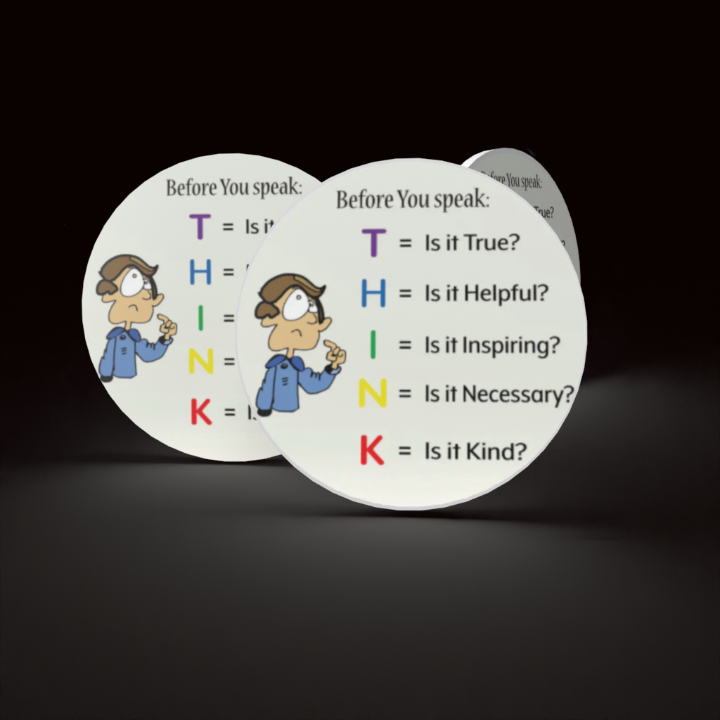 THINK Before You Speak – AA Recovery Poker Chips for Mindful Communication