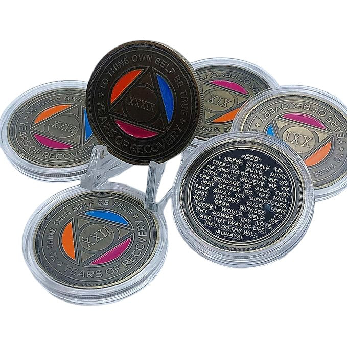 Colorful Roman Numeral AA Coin | 1-60 Years | Custom Engraving Option Available