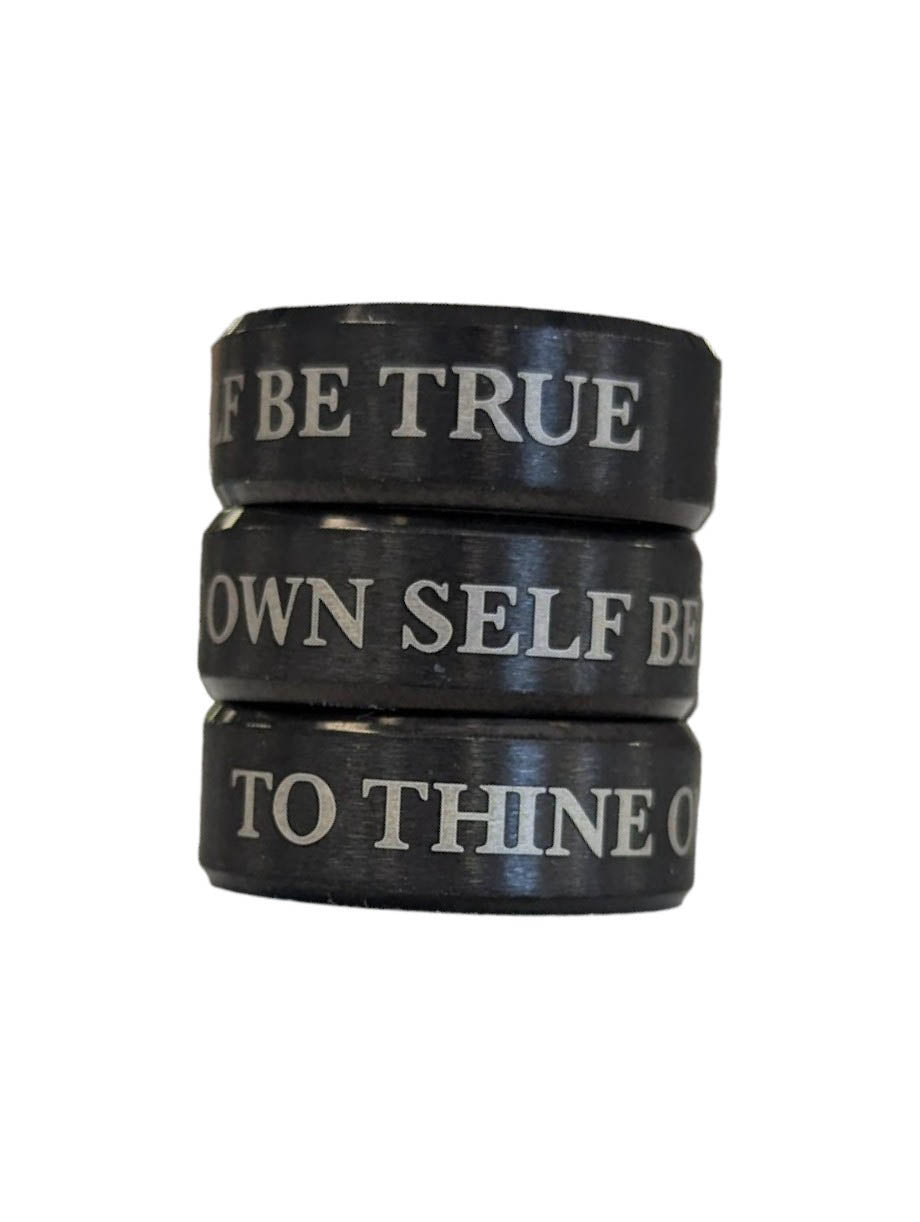 To Thine Own Self Be True Ring – Matte Black Stainless Steel Recovery Band