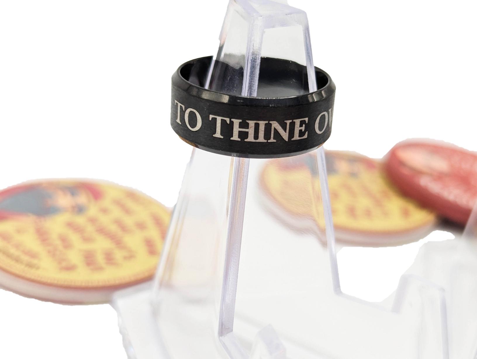 To Thine Own Self Be True Ring – Matte Black Stainless Steel Recovery Band