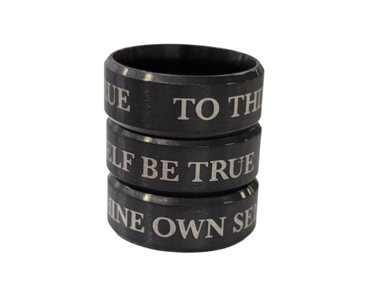 To Thine Own Self Be True Ring – Matte Black Stainless Steel Recovery Band