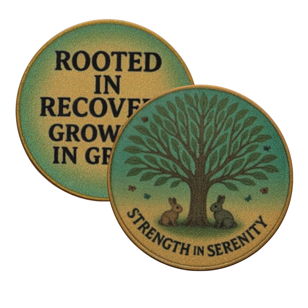 Tree of Life AA Recovery Chip – “Strength in Serenity” & “Rooted in Recovery” Double-Sided Token