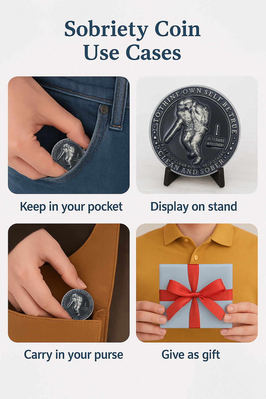 Veterans in Recovery AA Coin 1-60yrs Sobriety Chip