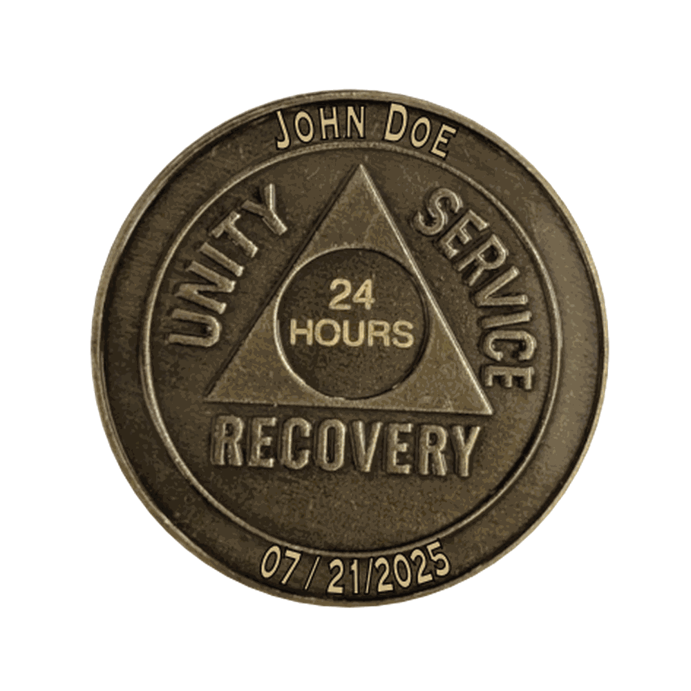 Custom AA Sobriety Coin – Bronze Medallion (24 Hours to 50 Years) with Optional Add  Name and Sobriety Date