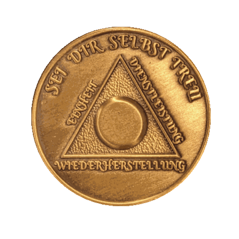 German Sobriety Coin | 1-60 Years Engraved in Traditional Numbers | AA Recovery Medallion