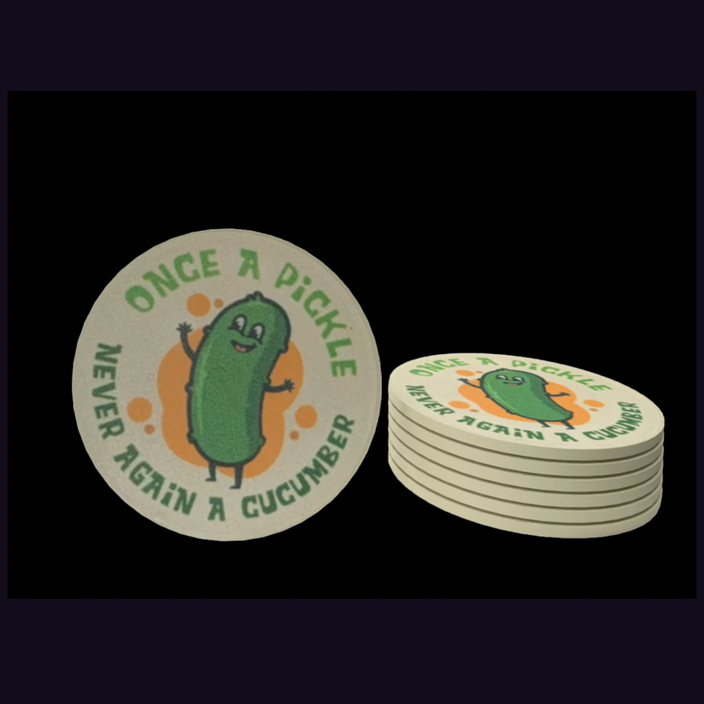 "Once a Pickle, Never Again a Cucumber" Sobriety Chip for Alcoholics Anonymous