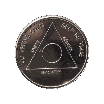 1 oz Silver AA Sobriety Coin – Custom Year Recovery Medallion with Serenity Prayer – Includes Gift Box & Display Stand