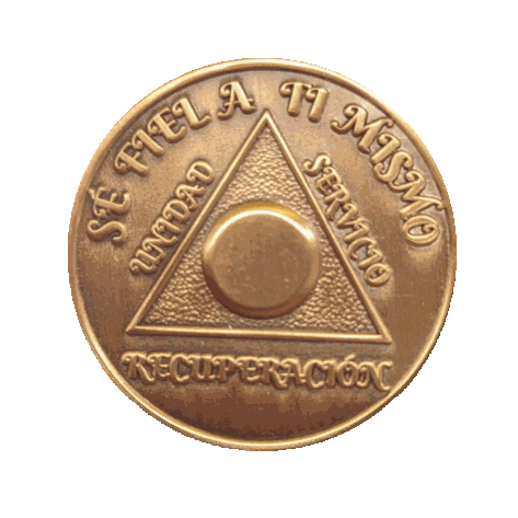 Spanish Sobriety Coin | 1-60 Years Engraved in Regular Numbers | AA Recovery Medallion