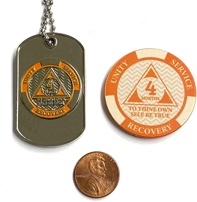 AA Monthly Sobriety Dog Tag with Chip