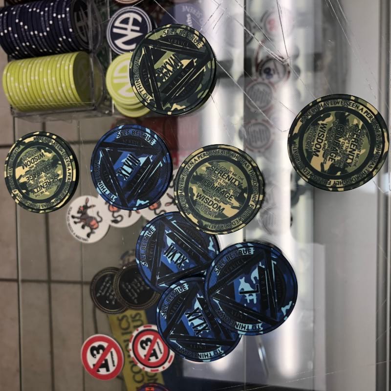 Green Camo AA Coin 1-50yrs Sobriety Chip