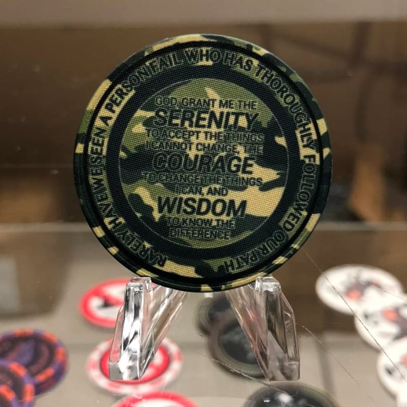 Green Camo AA Coin 1-50yrs Sobriety Chip