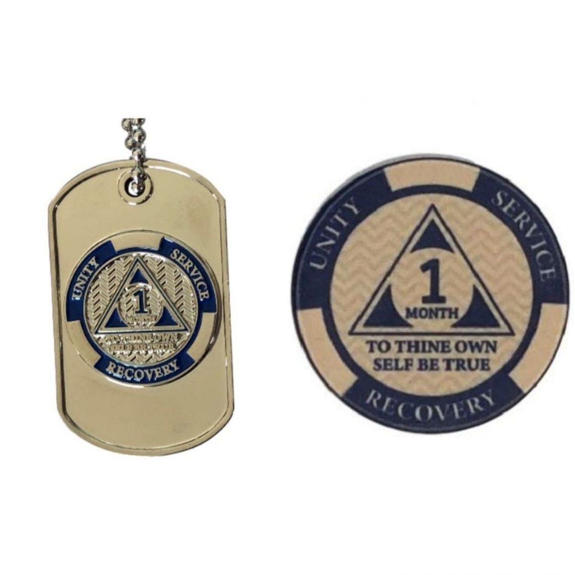 AA Monthly Sobriety Dog Tag with Chip