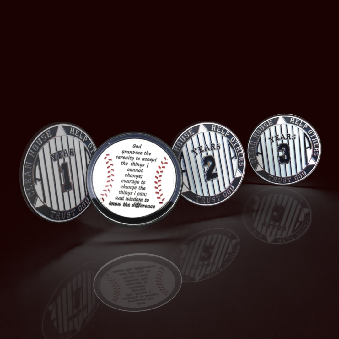 NY Yankee AA Coin 1-50yrs Sobriety Chip