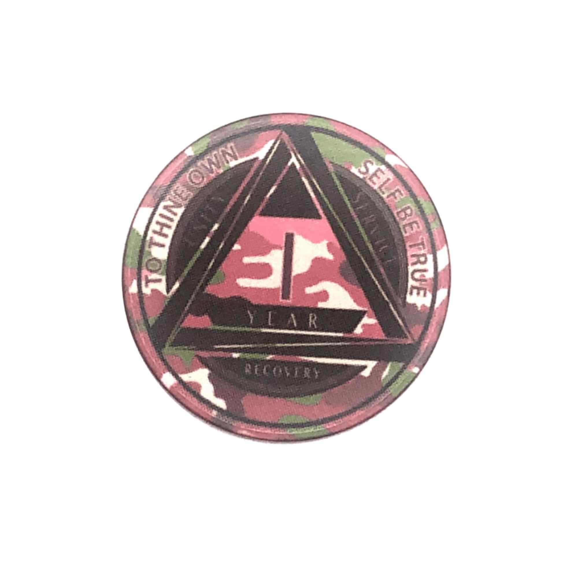 Pink Camo AA Coin 1-50yrs Sobriety Chip