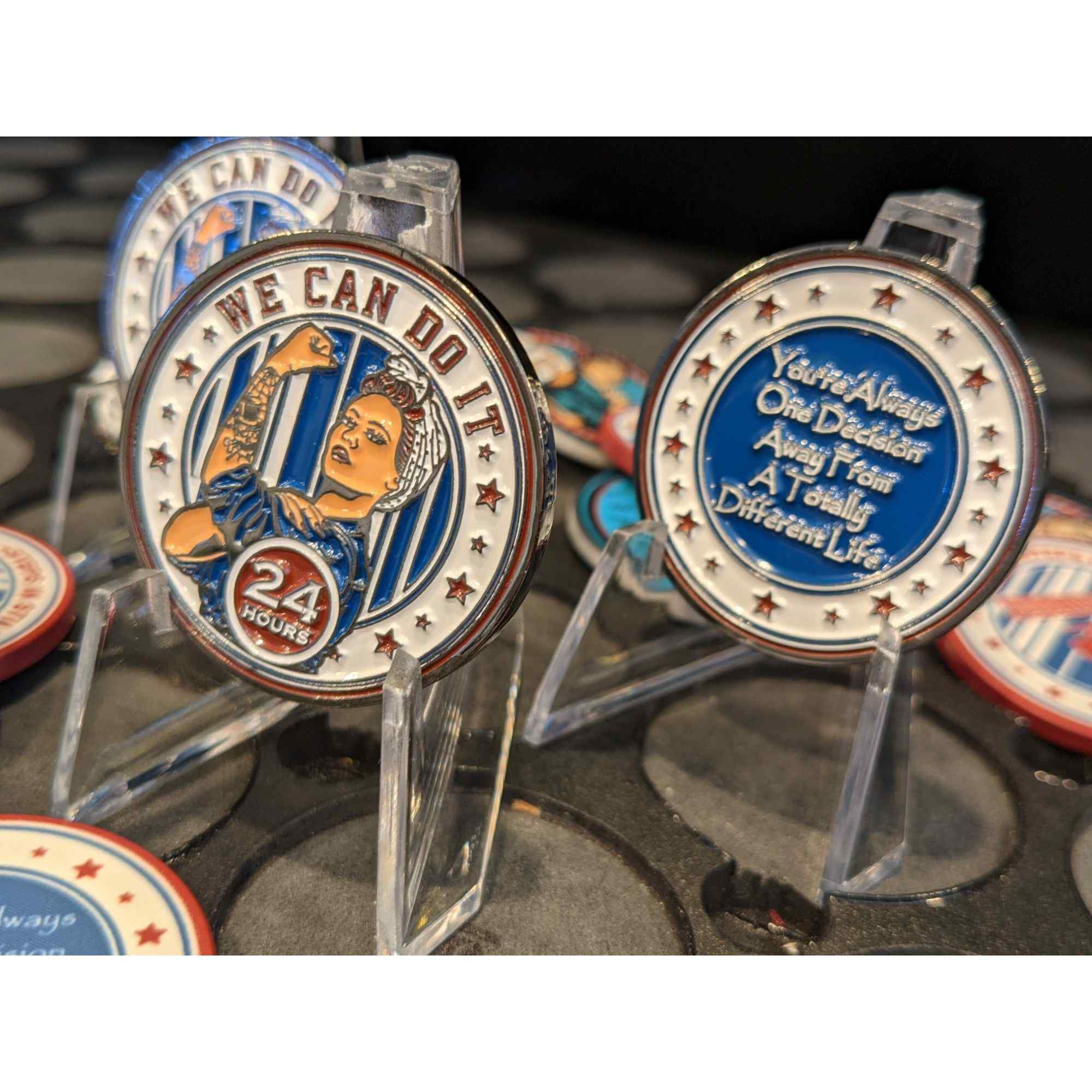 Patriotic Rosie AA Coin 24hr-65yrs Sobriety Chip