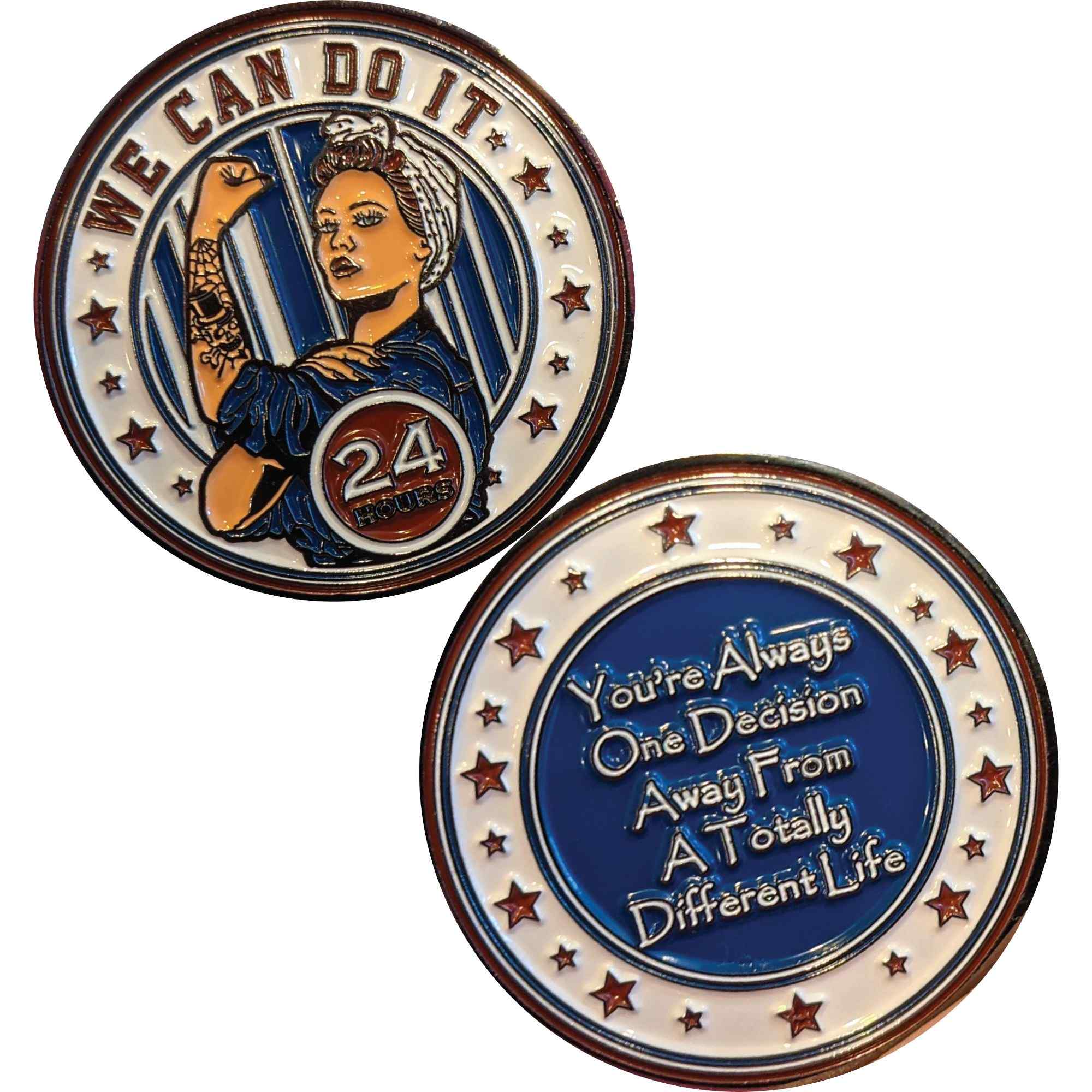 Rosie Recovery AA Coin 24hr-50yrs Sobriety Chip