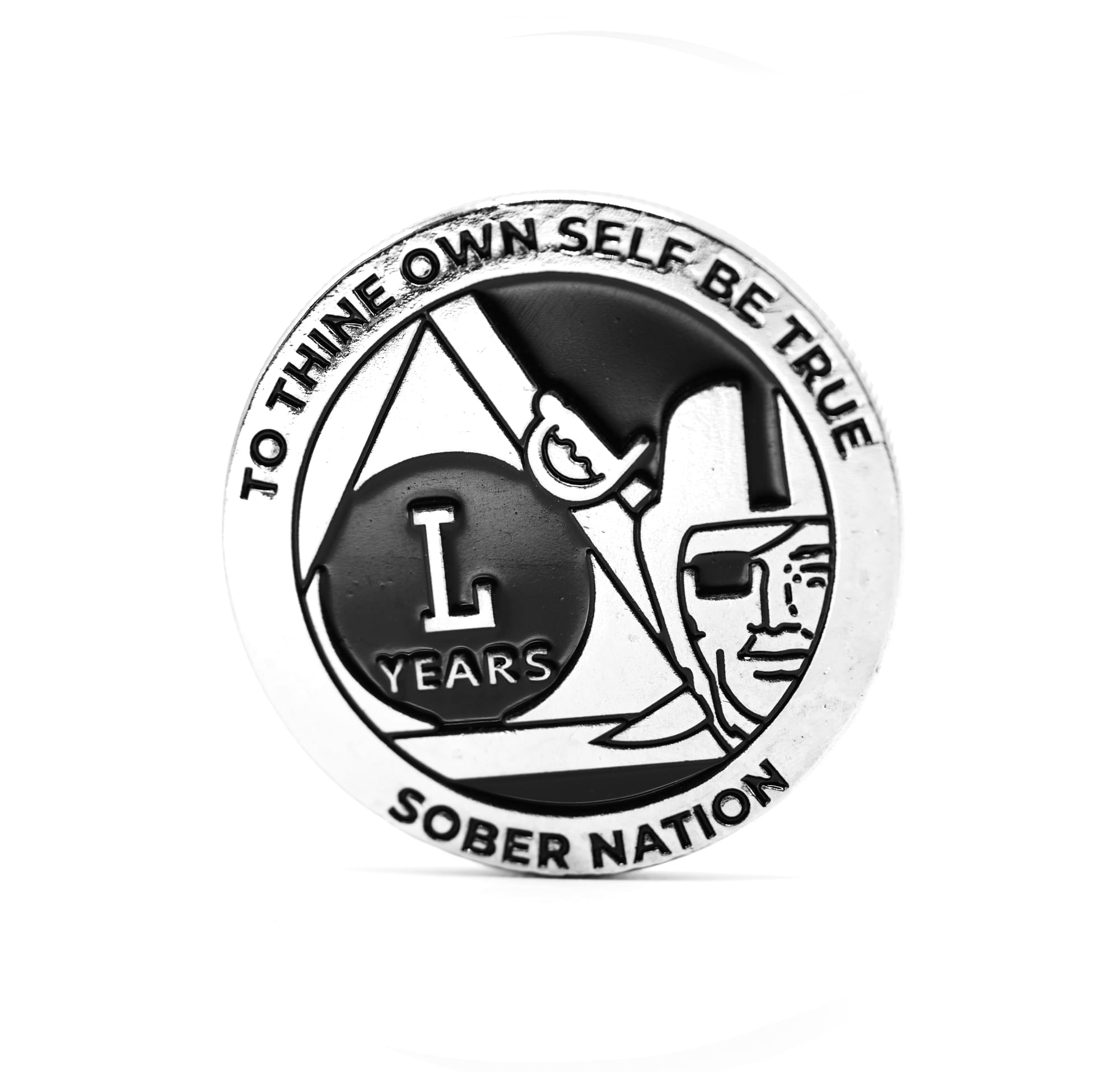 Silver and Black Raider Pirate Alcoholics Anonymous AA Chip (Copy)