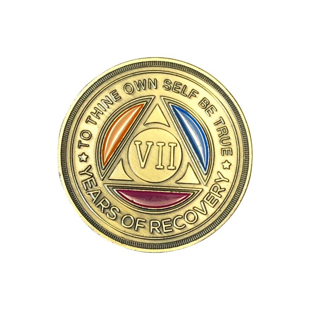 Colorful Roman Numeral AA Coin 1-60yrs Sobriety Chip
