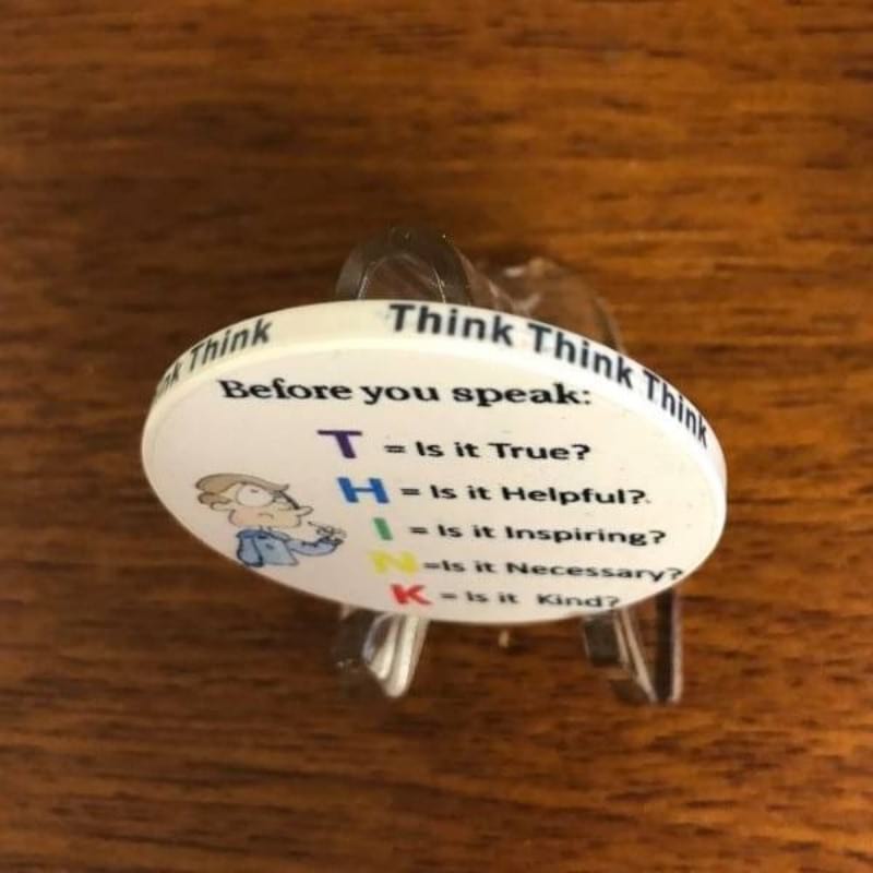 THINK Before You Speak – AA Recovery Poker Chips for Mindful Communication