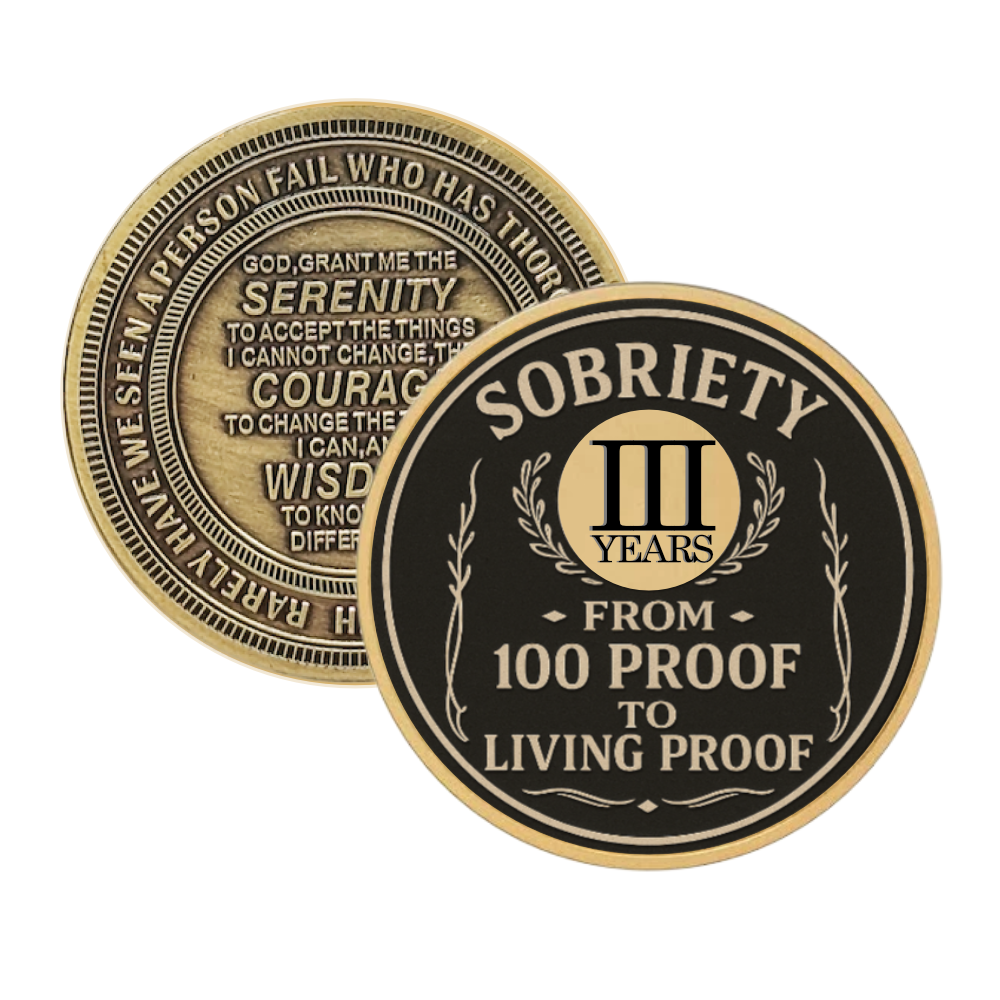 From 100 Proof to Living Proof Custom Sobriety Year Recovery Coin