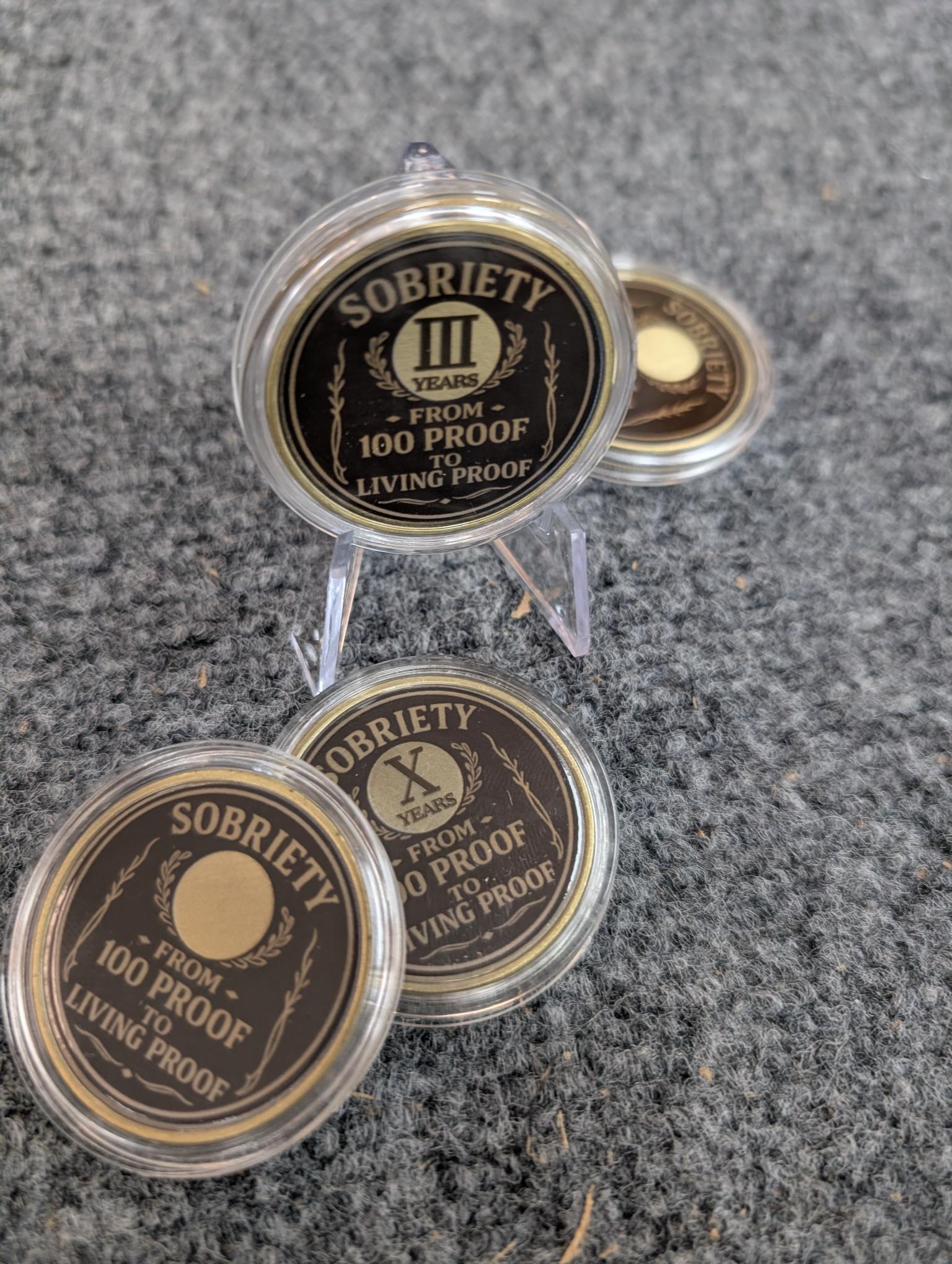 From 100 Proof to Living Proof Custom Sobriety Year Recovery Coin
