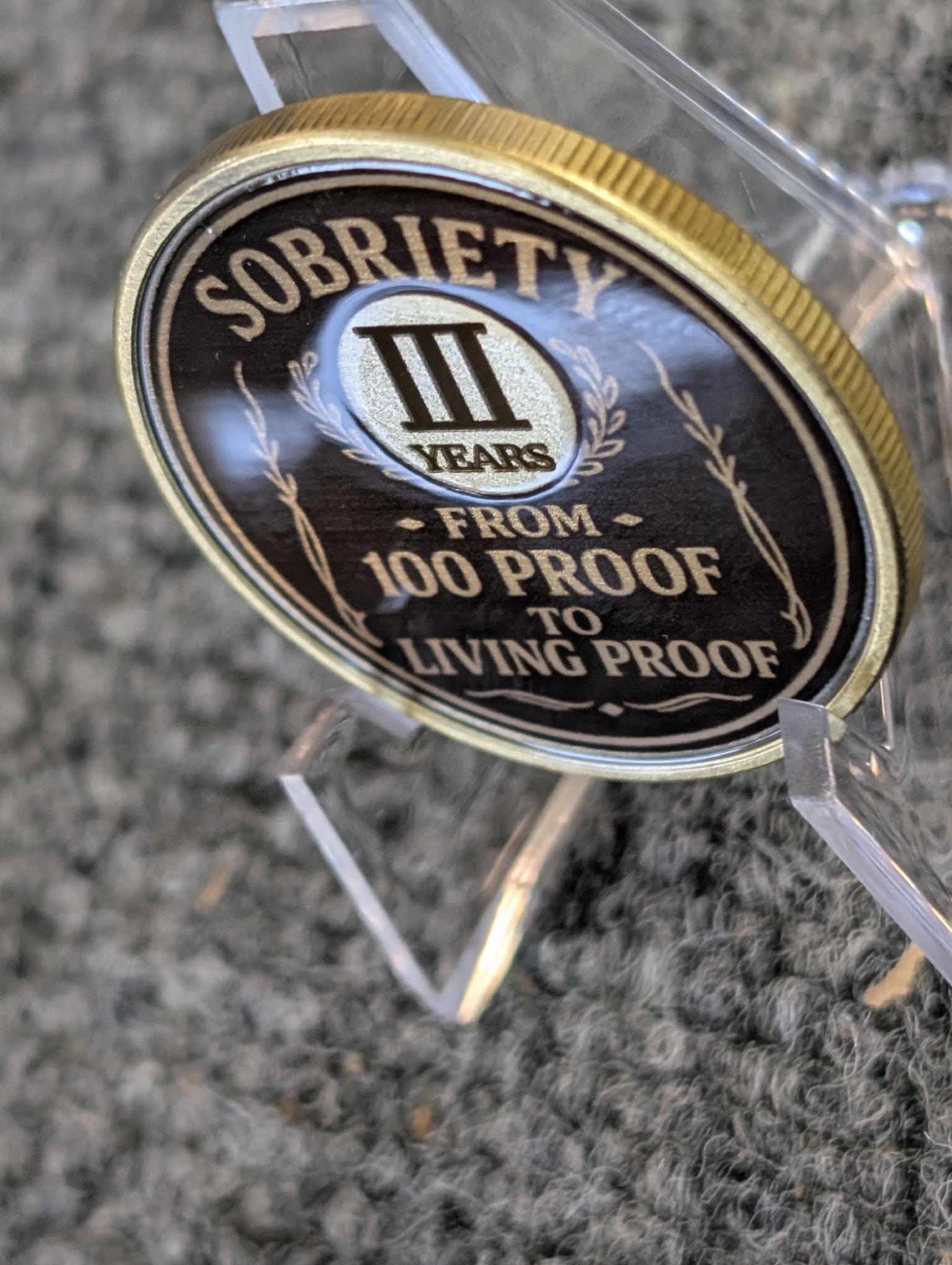 From 100 Proof to Living Proof Custom Sobriety Year Recovery Coin