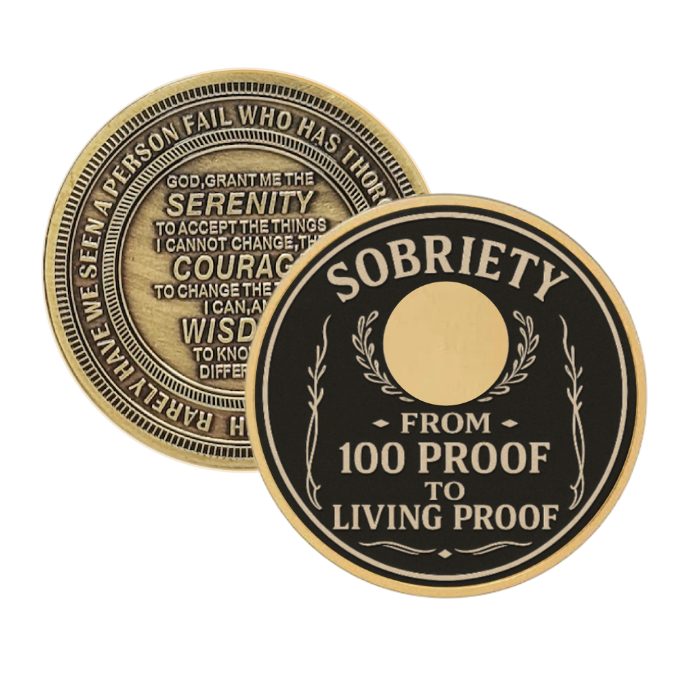From 100 Proof to Living Proof Custom Sobriety Year Recovery Coin