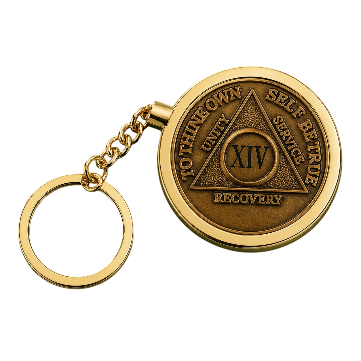 34mm AA Meeting Medallion Keychain Holder | Gold Coin Bezel