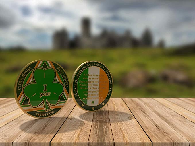 Irish Shamrock AA Coin 1-50yrs Sobriety Chip