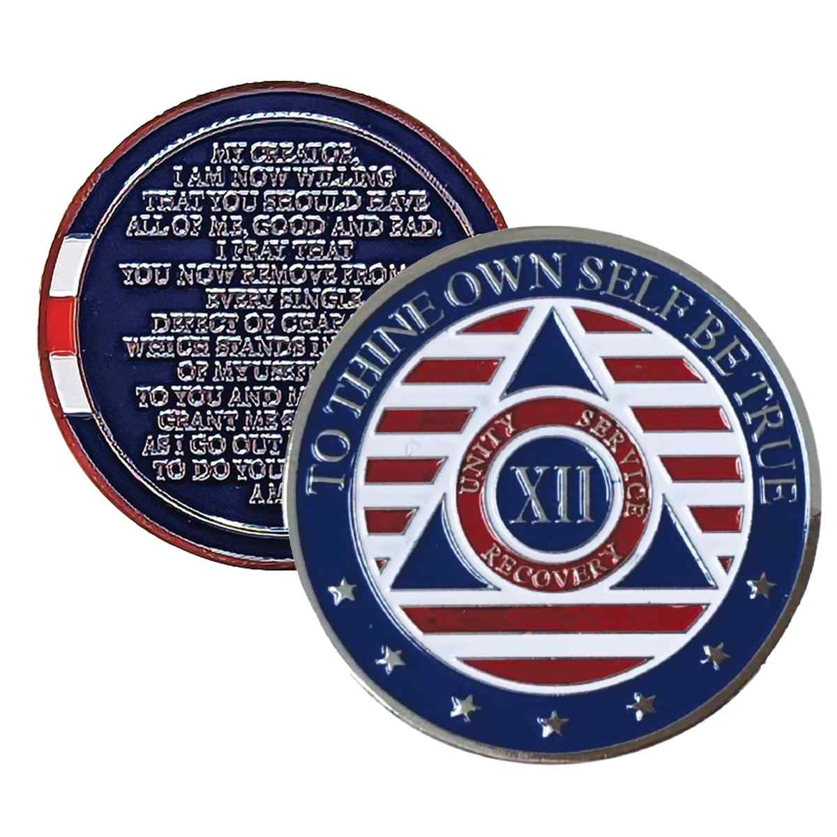 Patriotic AA Coin 1-50yrs Sobriety Chip