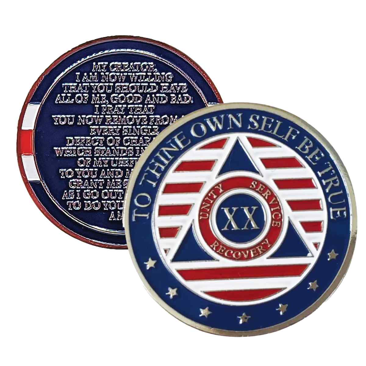 3-Pack Patriotic AA Chips: Select Any 3 Years, 1-50 Years Sobriety