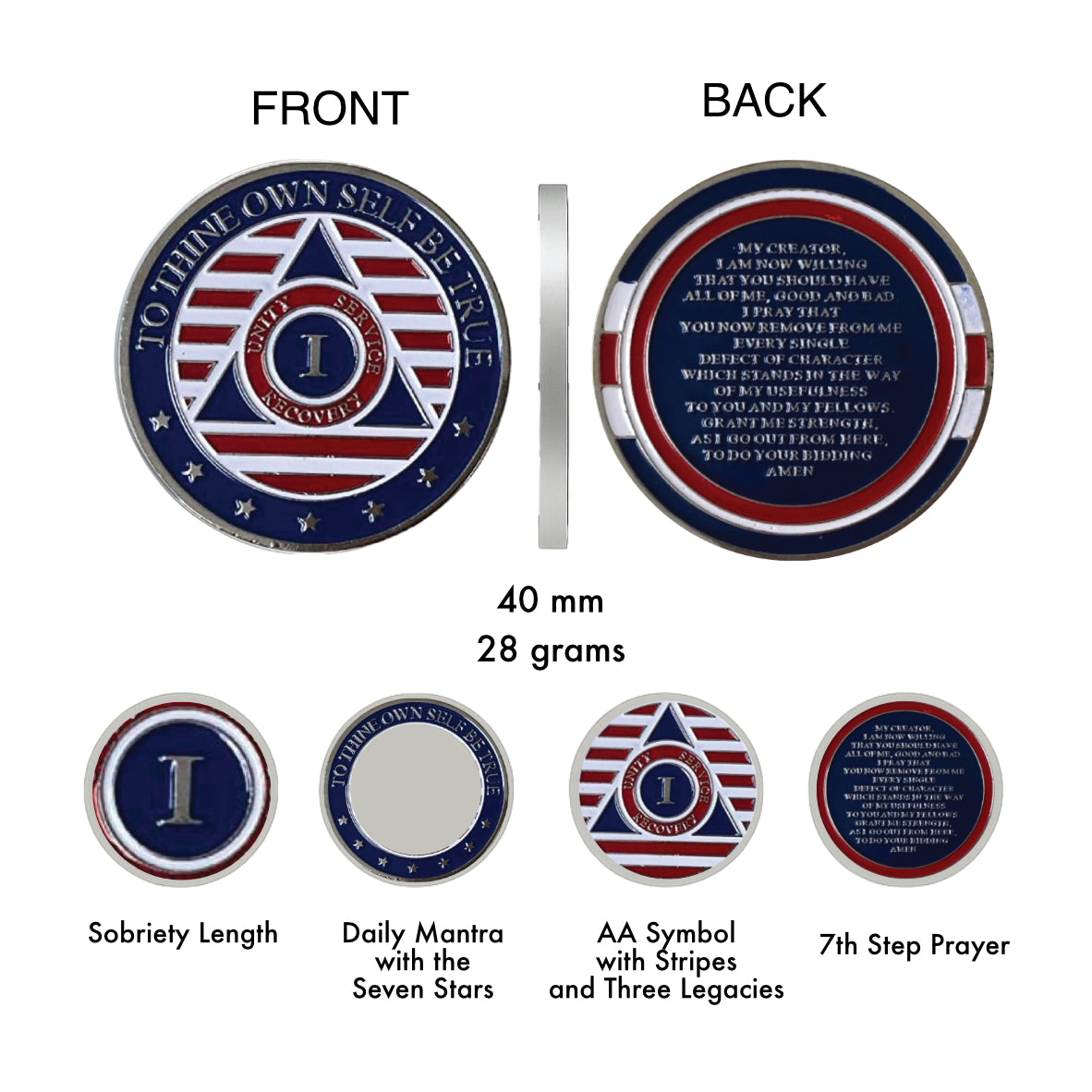 Patriotic AA Medallion | 1-60 Years | Custom Engraving Option Available