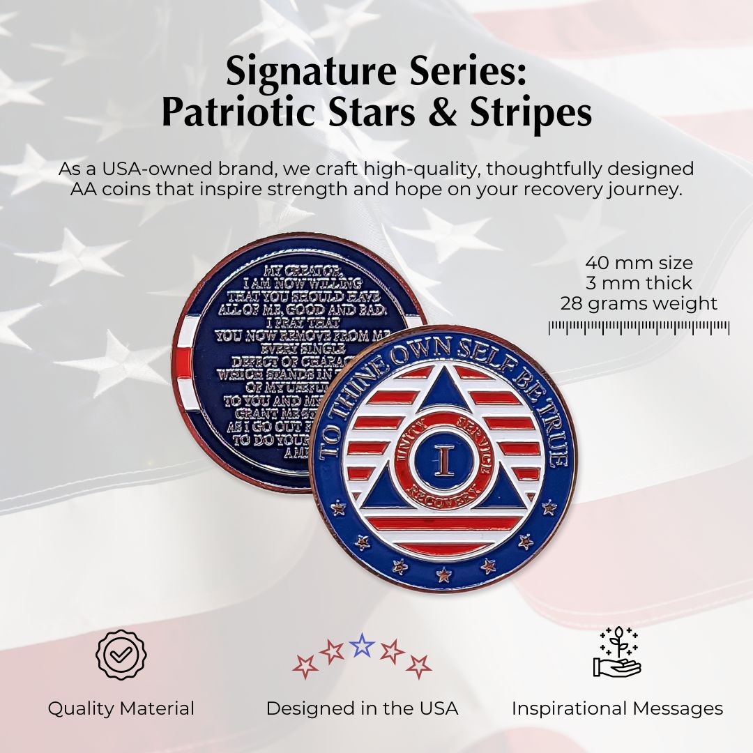 Patriotic AA Medallion | 1-60 Years | Custom Engraving Option Available