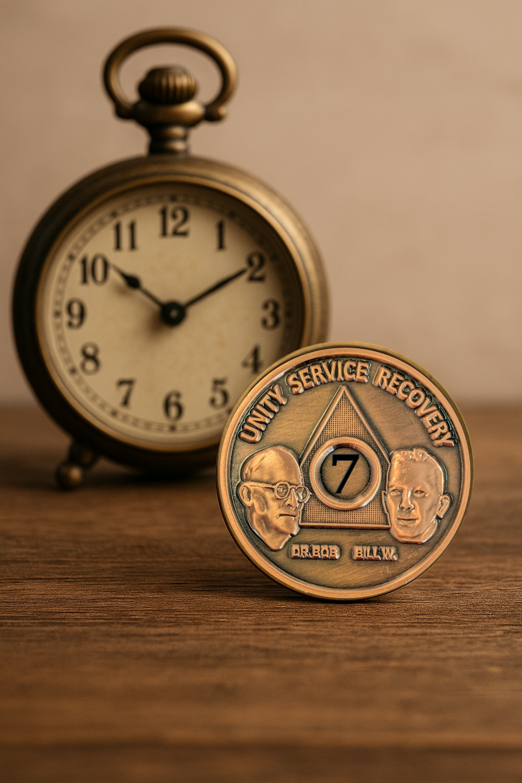 Bill W. and Dr. Bob AA Recovery Coin – Solid Heavy Copper Medallion – 1 to 65 Years