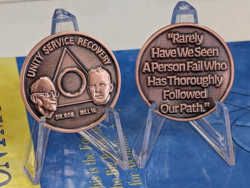 Bill W. and Dr. Bob AA Recovery Coin – Solid Heavy Copper Medallion – 1 to 65 Years