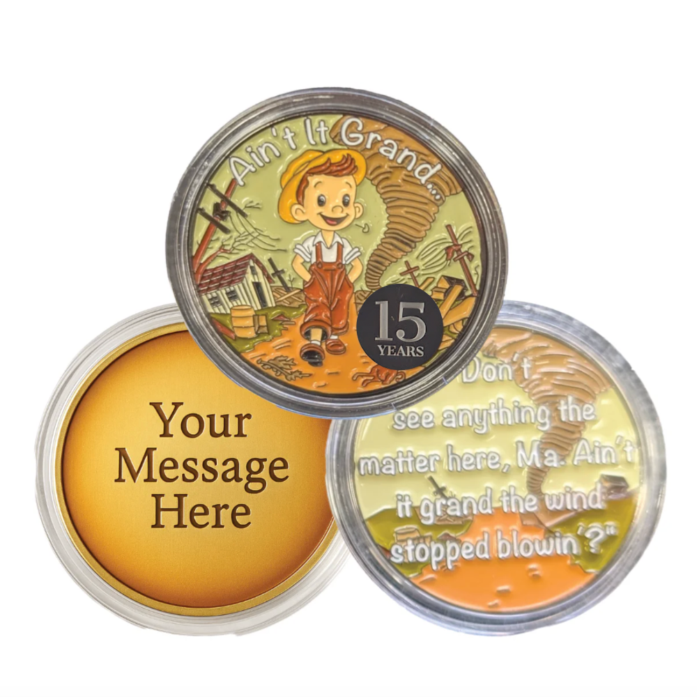 Ain’t It Grand Recovery Medallion – Year Engraved AA Sobriety Chip with Optional Custom Message | Affirmation Coin for Alcoholics Anonymous & 12-Step Gifts – Custom Engraving Available on Back