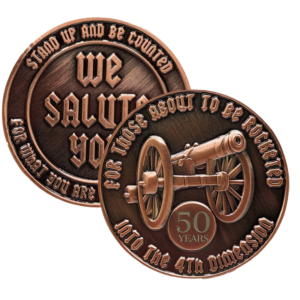 For Those About to be Rocketed We Salute You AA Coin 1-60yrs Sobriety Chip