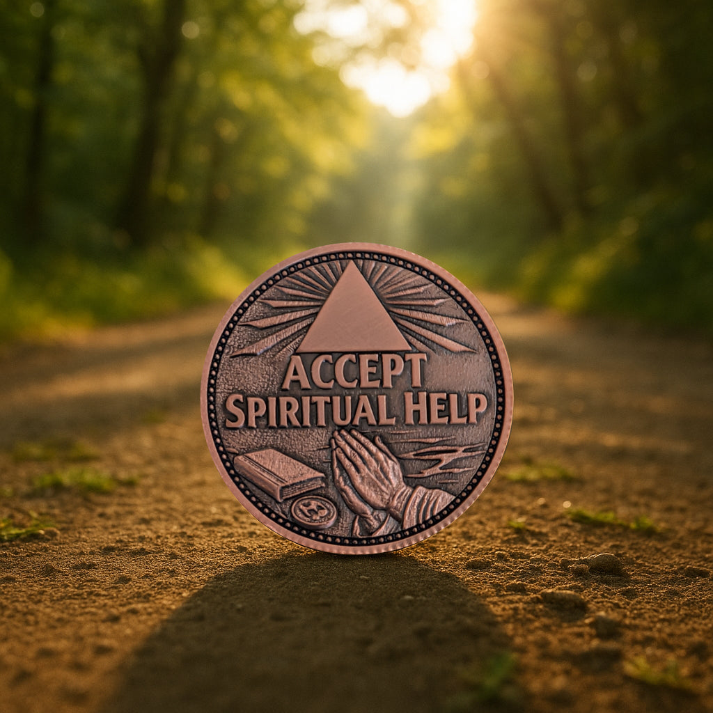 AA Decision Coin – Bitter End vs Accept Spiritual Help – Custom Year Copper Sobriety Coin