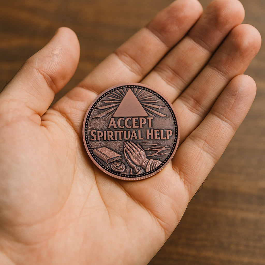 AA Decision Coin – Bitter End vs Accept Spiritual Help – Custom Year Copper Sobriety Coin