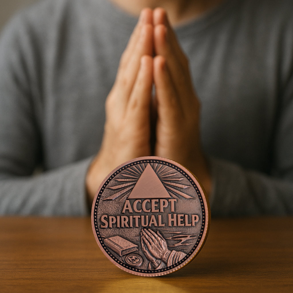 AA Decision Coin – Bitter End vs Accept Spiritual Help – Custom Year Copper Sobriety Coin