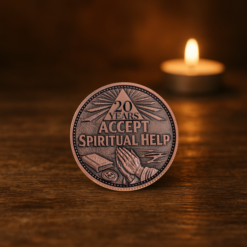 AA Decision Coin – Bitter End vs Accept Spiritual Help – Custom Year Copper Sobriety Coin
