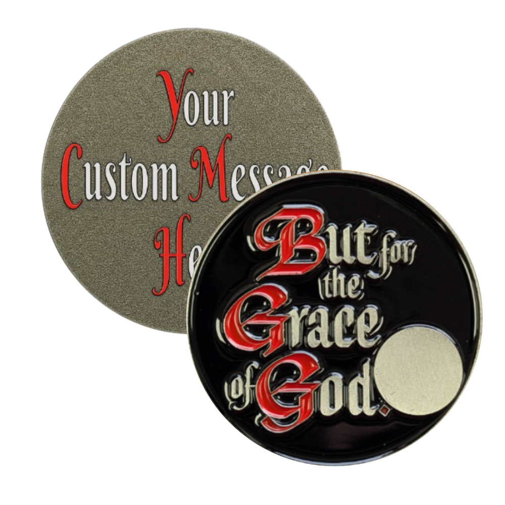 But for the Grace of God AA Sobriety Coin – Custom Back Engraving | Personalized Recovery Gift