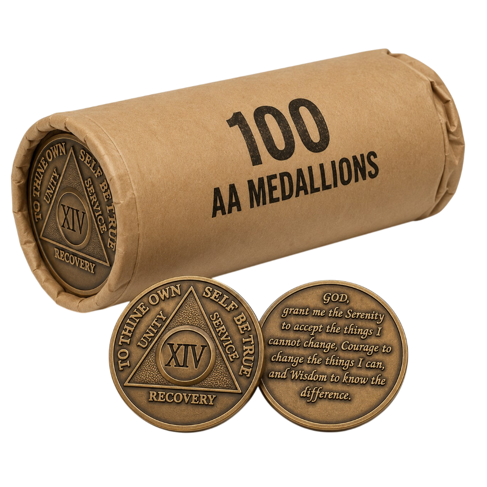 Bronze AA Sobriety Medallion | Bulk 100-Pack (100 Coins for $120)